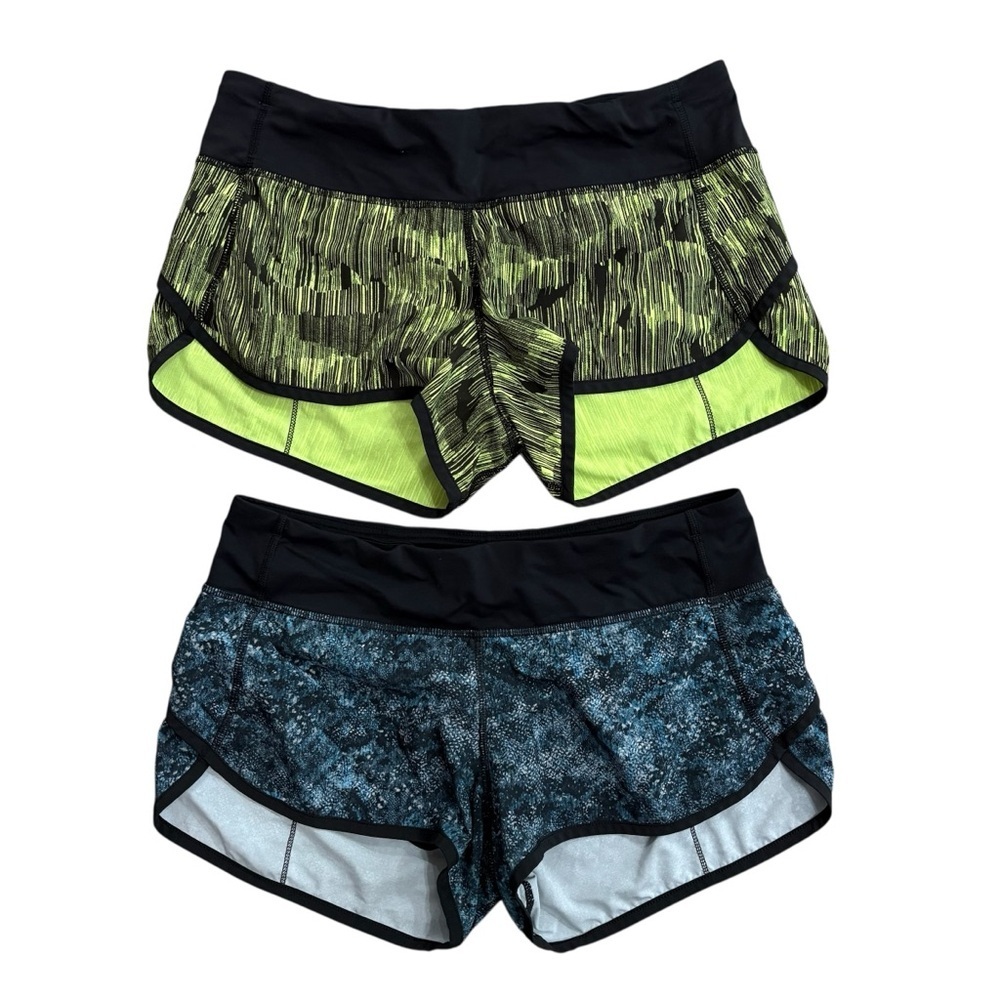 Lululemon Speed Short 2.5" Lot of 2 Shorts Black Blue Yellow Size 6 Running Gym